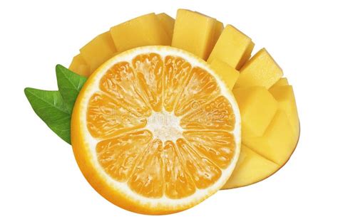 orange  mango  isolated white background stock photo image