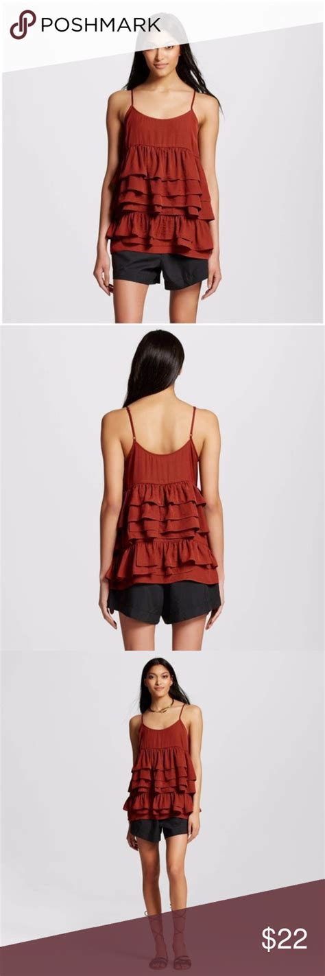 New Chestnut Tiered Ruffle Tank Top Sz M Tank Tops Ruffle Tank Top Tank Top Fashion