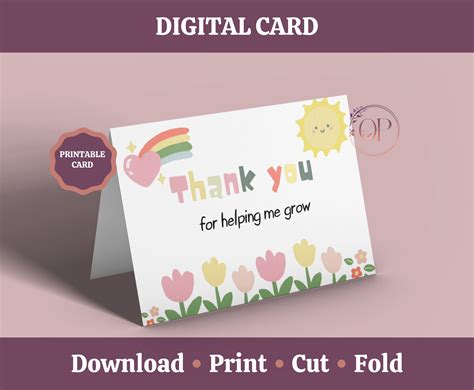 Teacher Appreciation Cards Printable, Teacher Thank You Digital ...