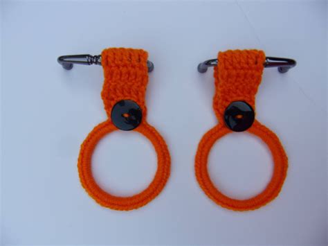 Crocheted Hanging Towel Holder Set Of 2 Orange Kitchen Towel Etsy