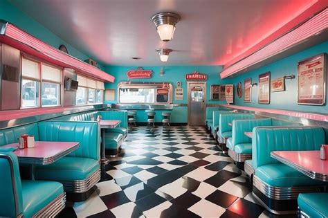 Premium Photo Retro Diner Dining 1950s Nostalgia Chrome Accents And