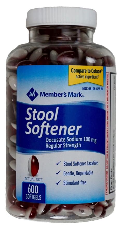 Member S Mark Stool Softener Docusate Sodium Mg Regular Strength