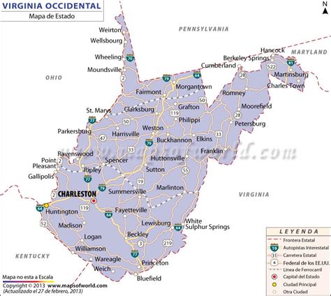 El Mapa De Virginia Occidental Estados Unidos De America