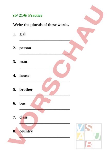 Arbeitsblatt Plurals Of Nouns Snapshot P 21 Englisch Grammatik