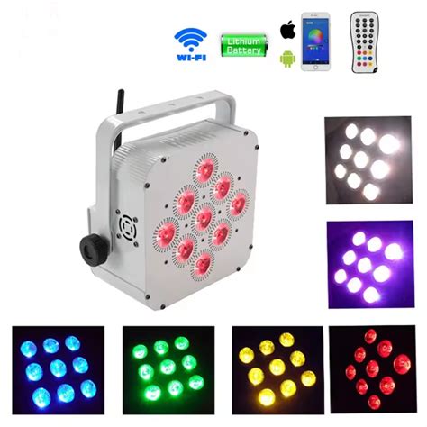 6in1 Rgbaw UV Wireless Battery Powered Luces DJ Flat LED PAR Light