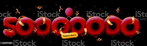 Banner With 50000000 Followers Thank You In Form 3d Red Balloons And