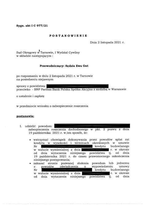 Sprawa Frankowa Przeciwko Pnp Paribas Postanowienie O Zabezpieczeniu