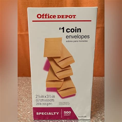 Office Depot Office Office Depot Brand Coin Envelopes Gummed Seal Manila Box Of 50 Poshmark