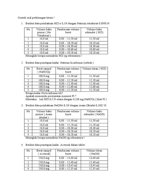 Contoh Soal Perhitungan Titrasi Pdf