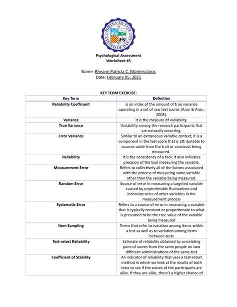 Chapter Reliability Science Of Psychological Measurement