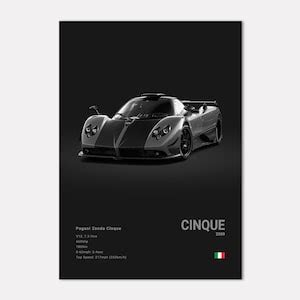 Pagani Zonda Cinque Poster Print Wall Art Car Photography Etsy