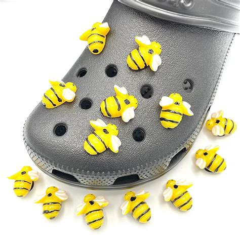 Yellow Little Bee Icon Cute Croc Shoe Charms Decoration For Child Clogs