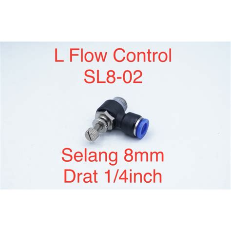 Jual SL8 02 Elbow Fitting L Flow Control Speed Valve Selang 8mm Drat 1