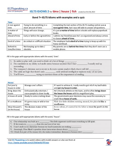 Fillable Online Top 20 IELTS Speaking Idioms With Band 9 Samples