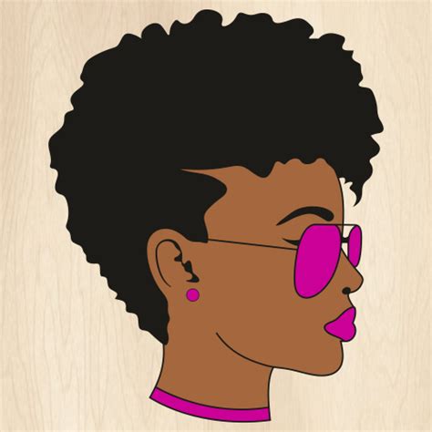 Black Woman Svg Afro Woman With Glasess Png