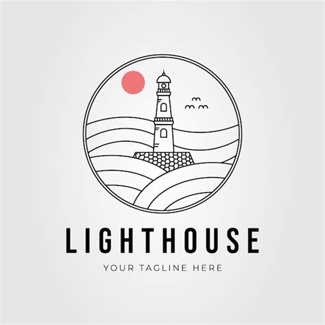 Premium Vector Lighthouse Beacon Tower Outline Logo Vector