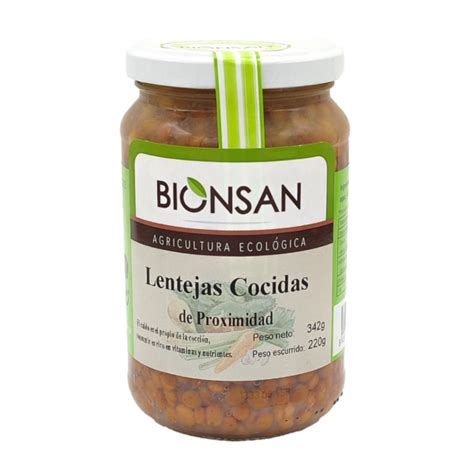 Lentejas Pardinas Cocidas Ecol Gicas De Proximidad Gr Bionsan