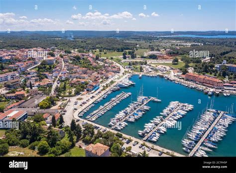 An Aerial Shot Of Coastal City Vrsar With Boats And Yachts In Marina