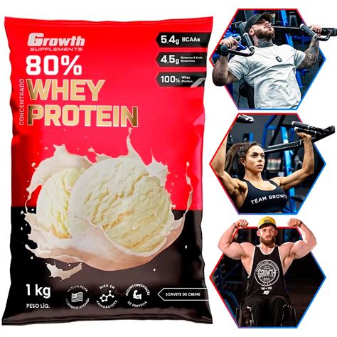 Whey Protein Sorvete De Creme 80 Proteína Concentrado 1kg Growth Suplementos Original Shopee