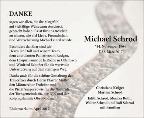 Traueranzeigen Von Michael Schrod Trauer Op Online De