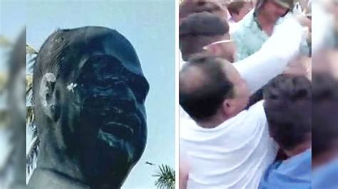 Tmc Bjp Clash Over Purification Of Syama Prasad Mookerjee Statue In