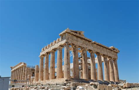 Parthenon Greece Ancient Architecture Landscape Blue Sky And Ruine