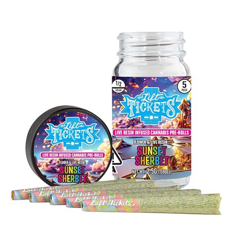 Lift Tickets Sunset Sherbet 0 5g Infused Pre Roll Multipack 5