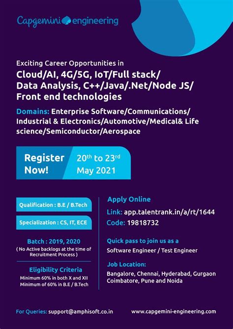 Capgemini Special Hiring For Batch Capgemini Engineering