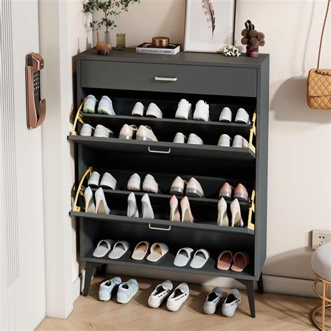 Ubesgoo Entryway Shoe Cabinet Shoe Storage Cabinet Shoe Rack Organizer With 3 Drawers And Shelf