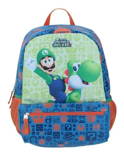 Mochila Escolar Grande Chenson Primaria Mario Bros Luigi Con Yoshi