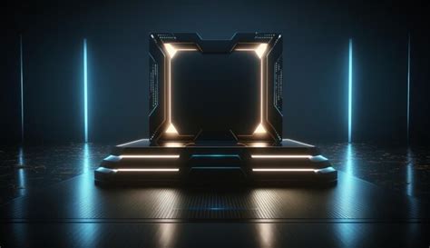 Premium AI Image | A futuristic space scene with a glowing entrance and ...