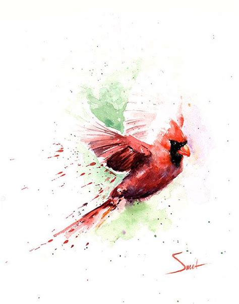 Cardinal Watercolor Print Cardinal Art Print Red Cardinal Etsy In 2021 Cardinal Painting