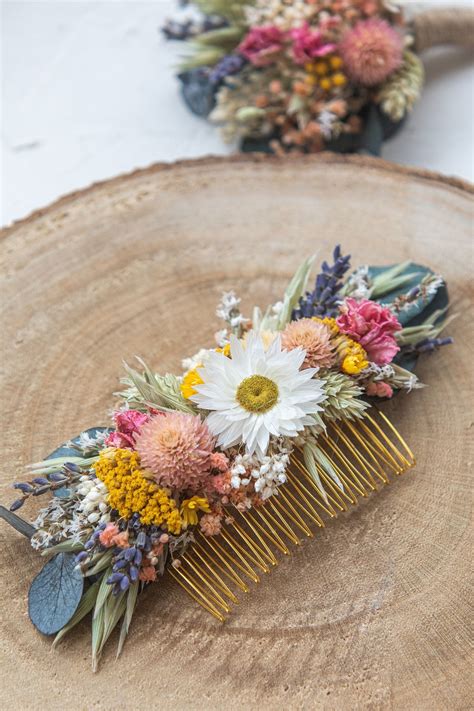 Flower Hair Comb Flower Clip Daisy Flower Flowers In Hair Dried