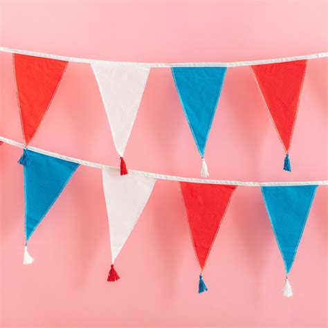 Red White And Blue Fabric Bunting British Street Party Great British