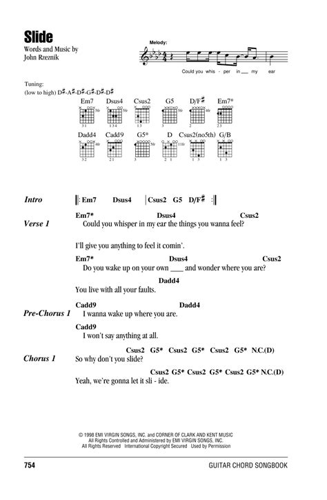 Slide By Goo Goo Dolls Sheet Music For Guitar Chords Lyrics At Sheet