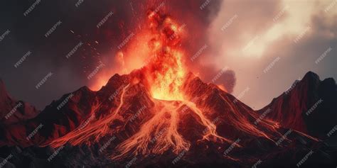 Premium AI Image | A volcano erupting Eruption of a volcanic mountain