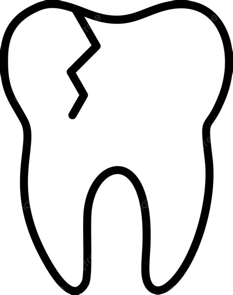 ícone De Linha De Dente Quebrado Vetor PNG Quebrado Lascado Dental