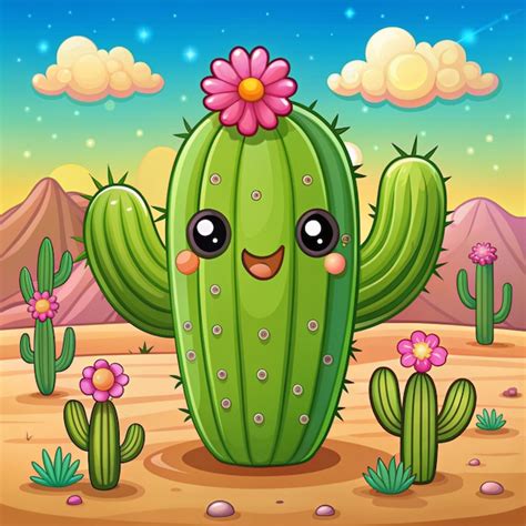 Iconos Vectoriales De Dibujos Animados De Cactus Ilustraci N Concepto