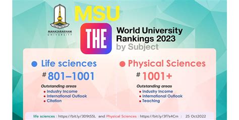 2 fields of MSU; life sciences & physical sciences are ranked by THE world university rankings ...