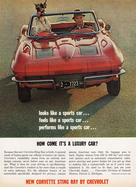 1963 Chevrolet Corvette Sting Ray Convertible Corvette Car Ads