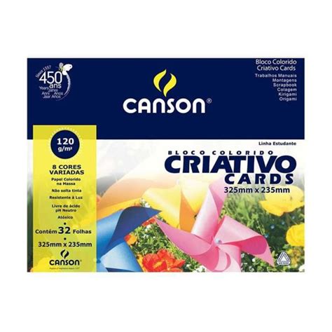 Papel Criativo Color Set 325 X 235mm 120g 8 Cores C 32 Fls Canson