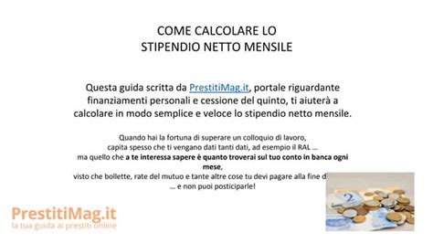 Come Calcolare Lo Stipendio Netto Ppt