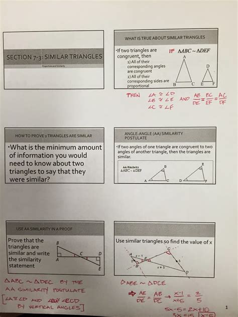 Honors Geometry Vintage High School Section 7 3 Similar Triangles