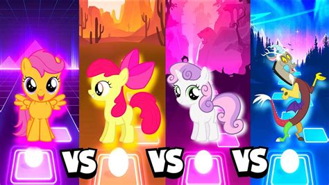 Sweety Belle VS Scootaloo VS Aplle Bloom VS Discord Tiles Hop EDM