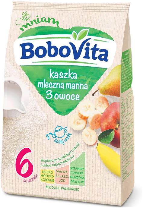 Bobovita Kaszka Mleczna Manna 3 Owoce Po 6 Miesiącu 230G Ceny i