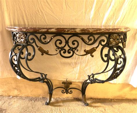 Proantic Console Provençale Fer Forgé Et Marbre Style Louis XV