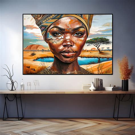 Oil Painting African Tribal Woman Modern Oil Portrait African Tribal