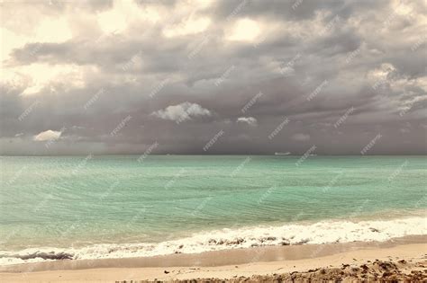 Premium Photo Amazing Seascape With Cloudy Dramatic Sky Over Sea Or