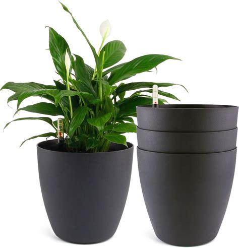 T4U 22CM Plant Pots Plastic Self Watering Plant Pots With Water Level