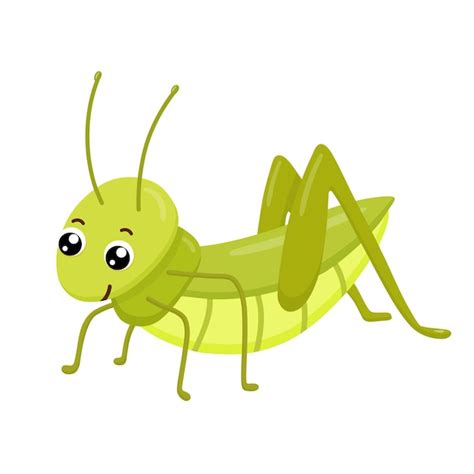 Premium Vector Cute Smiling Grasshopper Isolated On White Background